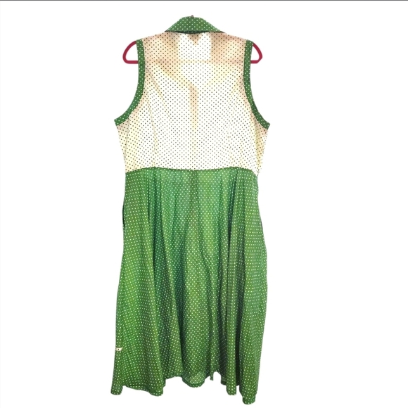 Unique Vintage Bethany Swing Dress in Green and White Polka Dots, Size 3X/20 - Picture 2 of 6